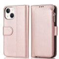 Miniatyrbilde 1 av 11: iPhone15PLUS-Fodral Vikbart med Axelrem och Dragkedja 3-Kortfack Pink gold