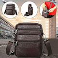 Miniatyrbillede 3 af 11: Exklusiv Läder Messenger Bag - Elegant Design med Vintage Känsla Matte Kaffe