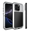 Miniatyrbild 10 av 11: iPhone 16 Pro Max - Stötsäkert HEAVY DUTY Aluminiumskal Silver
