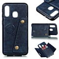 Pikkukuva 5 / 11: Samsung Galaxy A40 - Skyddande Retro Skal med Kortfack Svart