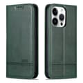 iPhone 15 pro - Plånboksfodral i Läder med 3-kortfack Mörkgrön