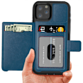 Miniatyrbilde 10 av 11: iPhone 11 Pro Max - Praktiskt Skyddsskal med Kortfack Blue Blå