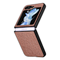 Miniatyrbillede 1 af 11: Litchi-mönstrat skal för Samsung Galaxy Z Flip 5 Brown