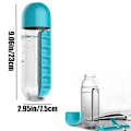 Miniatyrbillede 11 af 11: 2-i-1 600ml Vattenflaska med 7-facks Medicinbox Blå