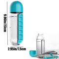 Miniatyrbillede 11 af 11: 2-i-1 600ml Vattenflaska med 7-facks Medicinbox Svart