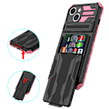 Miniatyrbillede 9 af 11: iPhone 15 Militärklassat Wallet Fodral - Skydd och Kortfack i Ett Rosa