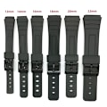 Pikkukuva 7 / 8: Universalt Svart Resin Armband 12-22mm för Herr/Dam Klocka Svart 20mm