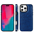Miniatyrbillede 1 af 11: iPhone 16 Pro - Exklusivt Läderfodral med Elegant Korthållare Mörkblå