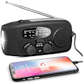 Miniatyrbillede 3 af 4: Smart Vevradio (Nödradio) Solcell LED ficklampa Powerbank Svart