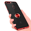 Pikkukuva 9 / 11: Huawei P Smart 2018 - Praktiskt Silikonskal med Ringhållare Svart