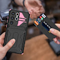 Miniatyrbillede 2 af 11: Lyxigt Skyddsskal med Smart Kortfack för Samsung Galaxy S24 Ultra Rosa