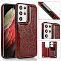 Miniatyrbild 2 av 11: Samsung Galaxy S21 Ultra - Praktiskt skal i PU-läder med fack Roséguld