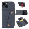 iPhone 15 - Lyxigt Retro Läder Plånboksfodral 4-Kortfack Marinblå