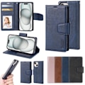 Miniatyrbilde 10 av 11: Stilrent 2-i-1 lommebokfutteral for iPhone 15 plus Svart