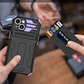 Miniatyrbild 1 av 11: iPhone 15 - Stöttåligt Skyddsfodral med 3 Kortfack Blå