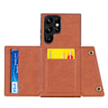 Miniatyrbild 10 av 11: Samsung Galaxy S24 Ultra -  Lyxigt PC-läder retro flip-fodral i plånboksstil Röd