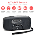 Miniatyrbillede 1 af 4: Smart Vevradio (Nödradio) Solcell LED ficklampa Powerbank Svart