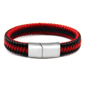 Miniatyrbillede 1 af 11: Flätat Slittåligt Unisex Armband Svart/Röd