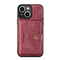 Pikkukuva 3 / 11: iPhone 15- Läderplånboksfodral med magnetiskt hållare Red