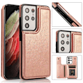 Miniatyrbild 6 av 11: Samsung Galaxy S21 Ultra - Praktiskt skal i PU-läder med fack Brun