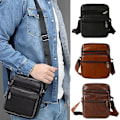 Miniatyrbillede 2 af 11: Exklusiv Läder Messenger Bag - Elegant Design med Vintage Känsla Matte Kaffe