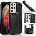 Pikkukuva 6 / 11: Samsung Galaxy S21 Ultra - Stilrent Skal med Plånbok/Kortfack Rosaröd