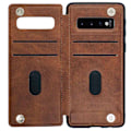 Miniatyrbillede 1 af 11: Samsung Galaxy S10 Plus - Praktiskt Skyddande Skal Kortfack Brun