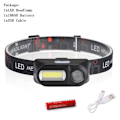 Miniatyrbillede 1 af 5: Lätt och smidig pannlampa (COB/XPE LED) USB-laddning Svart