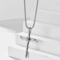 Miniatyrbilde 7 av 10: Meningsfullt Kors Halsband i Rostfritt Stål Silver