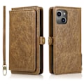 Miniatyrbillede 1 af 11: iPhone 15 Plus - Luksuriøst Pungetui i Læder med Kortholder Brun