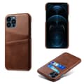 iPhone 15 Pro - Slimmat PU-läderfodral med 2-kortfack Brown