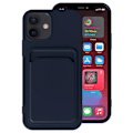 Pikkukuva 9 / 11: iPhone 12 Mini - Skyddande Stilrent Skal med Korthållare Mörkblå