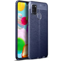 Miniatyrbilde 1 av 11: Samsung Galaxy A21S - Litchi-Design Skal Mörkblå
