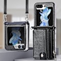 Miniatyrbillede 4 af 11: Samsung Galaxy Z Flip 6 Elegant Skal med Rem och Kortplats Blå