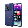 Elegant plånboksfodral i lyxigt PU-läder för iPhone 15 Plus Marinblå