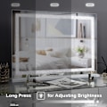 Miniatyrbild 4 av 7: FENCHILIN 100 x 80 cm Stor Hollywood Sminkspegel med Belysning Bluetooth Kristallfinish Bordsmonterad Väggmonterad Vit Spegel vit 100*80 cm