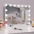 Miniatyrbild 7 av 7: FENCHILIN Sminkspegel med Belysning 15 LED-lampor USB Bordsmodell Väggmontering Stor Spegel Vit 58 x 46 CM vit 58*46 cm