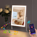 Miniatyrbilde 1 av 5: FENCHILIN Hollywood Sminkespeil med Lys og Bluetooth 360° Dreibart Bordmodell Speil 25 x 30 CM Hvitt Speil med Lys hvit 25*30CM