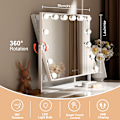 Miniatyrbilde 6 av 6: FENCHILIN Hollywood Sminkespeil med Lys 360° Dreibart Bordmodell Speil Hvit 58 x 46cm hvit