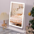 Miniatyrbilde 1 av 6: FENCHILIN Hollywood Sminke Speil med Lys 360° Svingbart Bord Speil Hvit 30 x 41 CM Speil med Belysning hvit 30*41CM