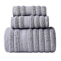 Miniatyrbilde 1 av 5: Badehåndklesett i bomull - tykke og absorberende 3-delt baderomshåndklesett, 1 badehåndkle, 2 vaskekluter Grey