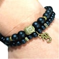 Miniatyrbild 3 av 5: 7 Chakra Armband 8mm Svart Frostad Armband 3d Buddhas Huvud + Energistens Färgglada Green Gold Discus