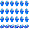 Miniatyrbillede 3 af 5: 28 stk. Hamsa Hånd Onde Øje Perler Glas Flad Håndlavet Lampwork til Smykkefremstilling Blå
