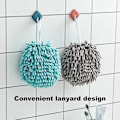 Miniatyrbild 4 av 5: 3-pack handdukar för badrum, handduksdekoration, chenille hängande handduksboll, mikrofiber fluffig absorberande mjuk liten badhandduk Blue
