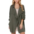 Miniatyrbillede 1 af 5: Dame Syv-kvartærme Trenchcoat Britisk Stil Ensfarvet Løs Casual L A