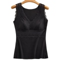 Miniatyrbillede 1 af 5: Ny Dame Sømløs Termovest Undertøj Feber Høj Elastisk Vest Blonde Bund 2XL Black