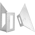 Miniatyrbillede 2 af 5: 2 Sadels Layout Vinkelmåler til Træbearbejdning, 45/45 Grader - 90/45 Grader Vinkel Layout Geringsvinkel Måling T Lineal, Aluminiumlegering (Sølv)