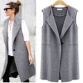 Miniatyrbillede 4 af 5: Dame Ærmeløs Vest Casual Cardigan Toppe Lang Ensfarvet Frakke 4XL A