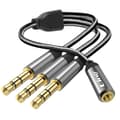 Splitter Adapter Jack 3,5mm Hona till 3x Jack 3,5mm Hane LinQ