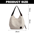 Miniatyrbillede 2 af 5: Multi Pocket Skuldertaske til Kvinder, Canvas Håndtaske, Enkelt Skuldertaske, Kunstnerisk og Minimalistisk White*Green